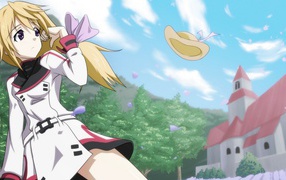 Ветер сорвал шляпу у девушки из аниме Бесконечные небеса