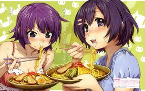 Две подружки в аниме Monogatari Series