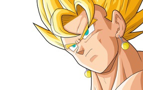 Желтые серьги и волосы у персонажа аниме Dragon Ball
