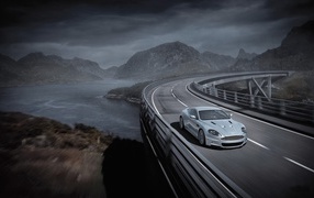 Быстрый автомобиль проехал мост