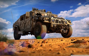 Military Humvee in desert