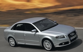The silver Audi on the road