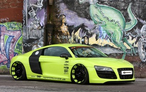 Audi R8 on the background of graffiti