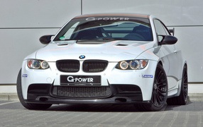 Front view on white BMW M3 RS