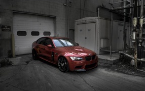 Red BMW E92 M3 in the garage
