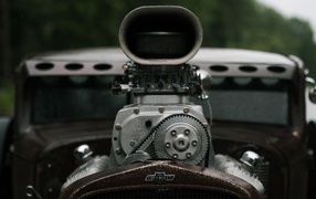 The powerful engine of the old cars Chevrolet