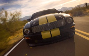 Быстрый Мустанг с желтыми полосами