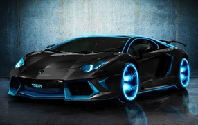 Черный неоновый Lamborghini Reventon