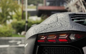 Lamborghini Aventador car in the rain