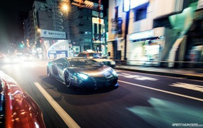 Lamborghini Aventador on the street in Japan