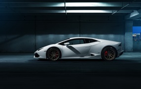 White Lamborghini in the garage
