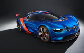 Спортивный Renault Alpine на черном фоне