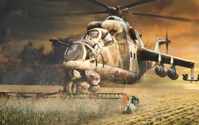 Вертолет МИ-24 в качестве комбайна