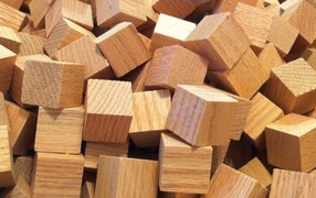 A scattering of wooden blocks