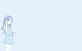 Акеми из аниме Mahou Shoujo Madoka, голубой фон