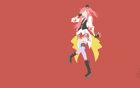 Девушка аниме Лог Горизонт на красном фоне