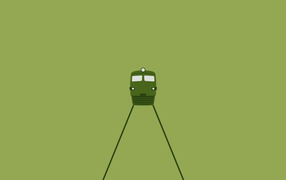 Приближается локомотив, зеленый фон