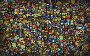 Фон из лиц героев аниме