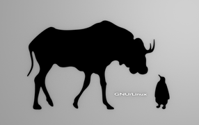 Бык и пингвин, фон Linux GNU