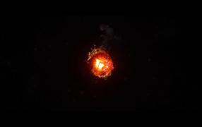 Горящий уголек, черный фон