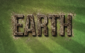 Надпись Земля, зеленый фон