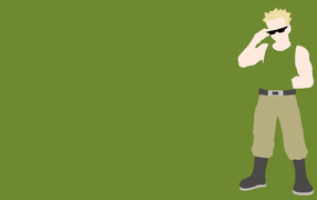 Герой мультфильма Покемоны, зеленый фон