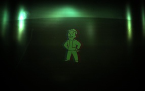 Персонаж Pip-Boy, зеленый фон