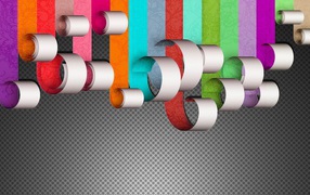 Свернувшиеся ленты на сером фоне