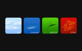 Четыре стихии на сером фоне