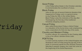 Описание пятницы на английском языке