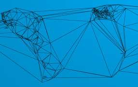 Геометрическая карта мира Nicholas Felton, голубой фон