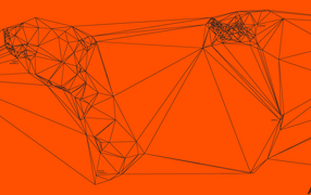 Геометрическая карта мира Nicholas Felton, оранжевый фон