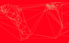 Геометрическая карта мира Nicholas Felton, красный фон