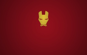 Золотая маска Железного человека, красный фон
