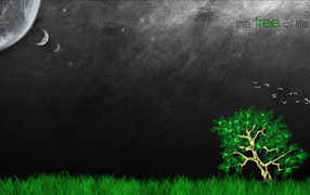 Зеленое дерево жизни, серый фон