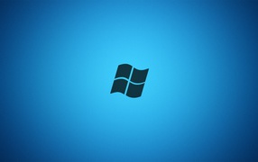 Серый логотип Майкрософт, голубой фон