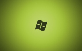 Серый логотип Майкрософт, зеленый фон