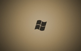 Серый логотип Майкрософт, коричневый фон