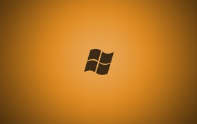 Серый логотип Майкрософт, оранжевый фон