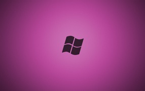 Серый логотип Майкрософт, фиолетовый фон