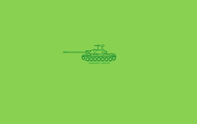 Heavy tank on a green background