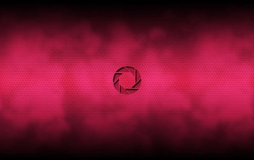 Логотип Aperture Science, красный фон