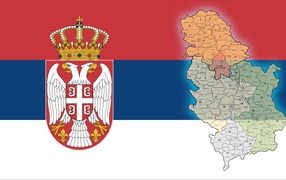 Карта, флаг и герб Сербии