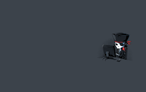 Пират за компьютером, серый фон