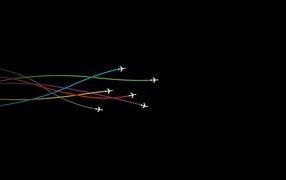 Самолеты оставляют следы на черном фоне