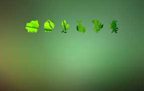 Покемоны, зеленый фон