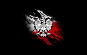 Польский орел на фоне флага