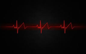 Красная нить пульса на черном фоне