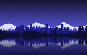 Силуэты городских зданий и небоскребов