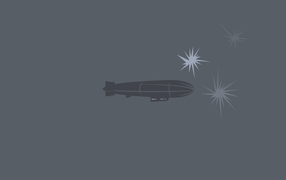 Дирижабль, серый фон